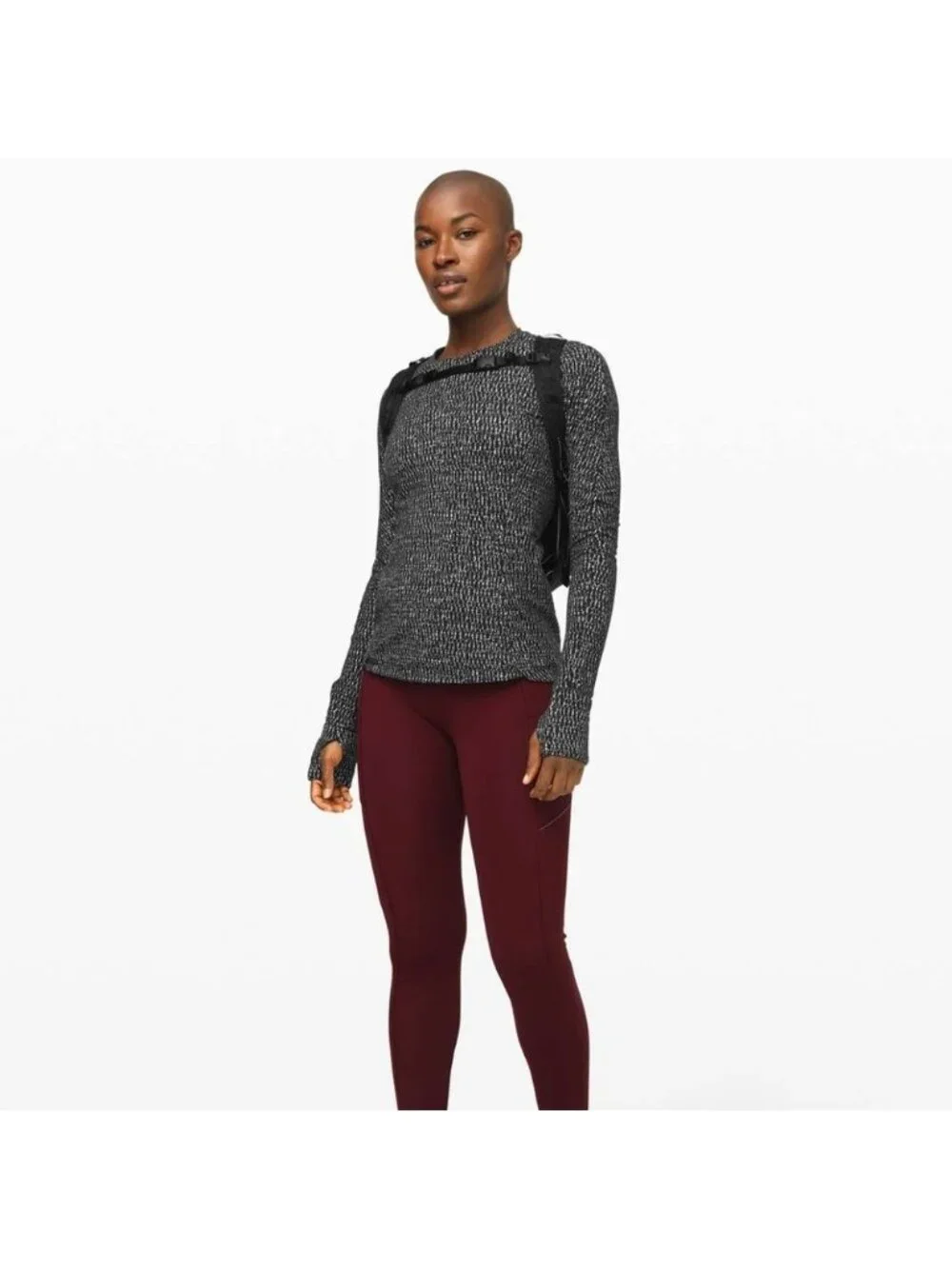Lululemon Runderful Long Sleeve Knotted Jacquard Black White